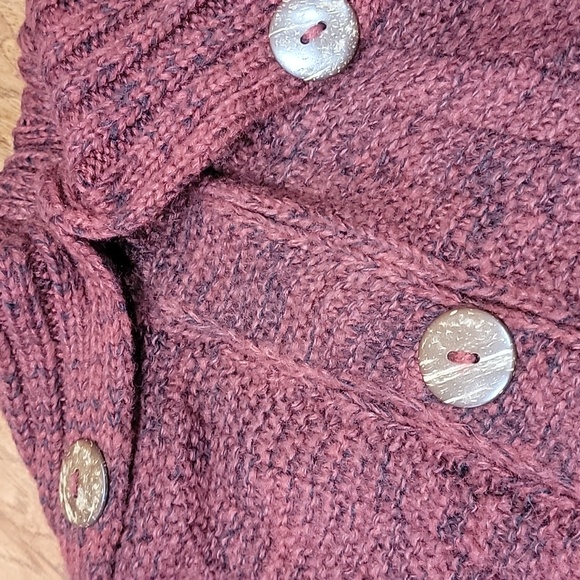 Snuggly Burgundy Sweater Cape with Coconut Buttons - Picture 8 of 10
